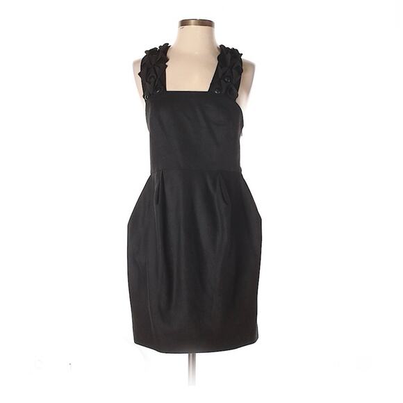 Tibi Black Wooly Mini Dress Homecoming Party Cocktail Square Neck 4 - Picture 1 of 4